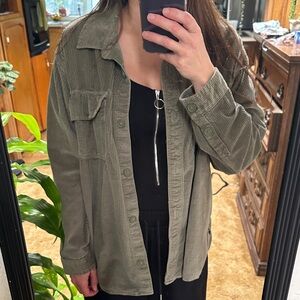 American Eagle Outfitters Olive Corduroy Utility Jacket